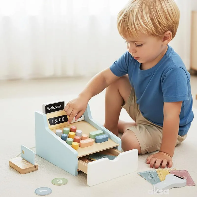 Cute&Cool drvena igračka kasa sa dodacima 