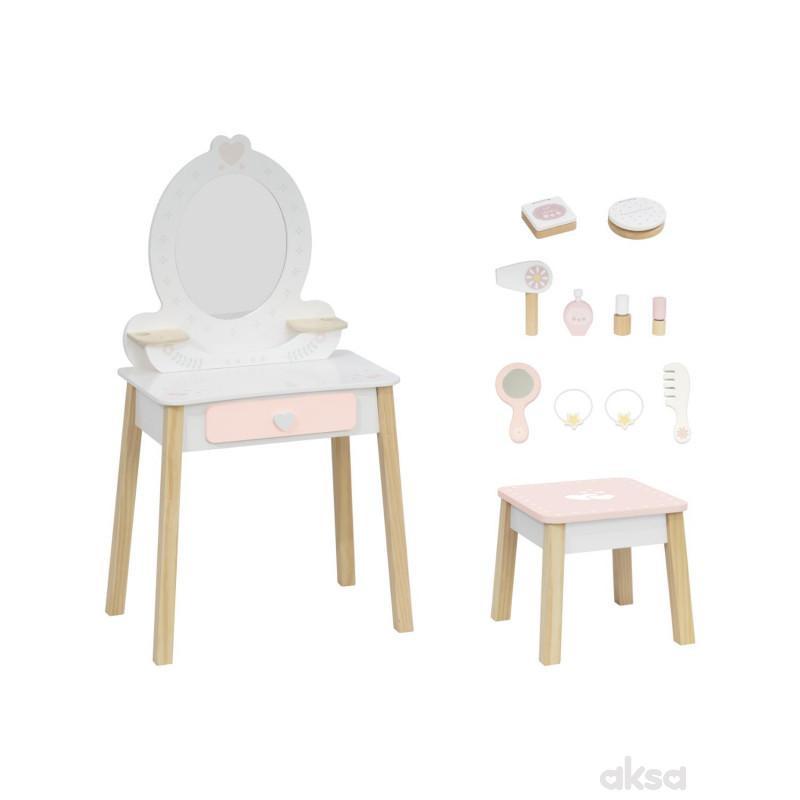 Cute&Cool drvena igračka make-up sto i stolica 