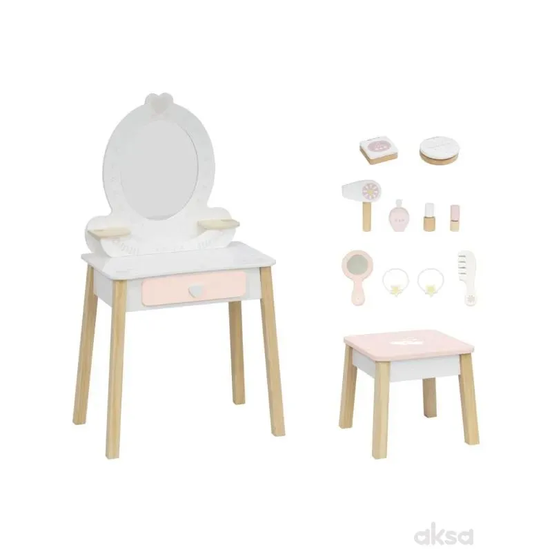 Cute&Cool drvena igračka make-up sto i stolica 
