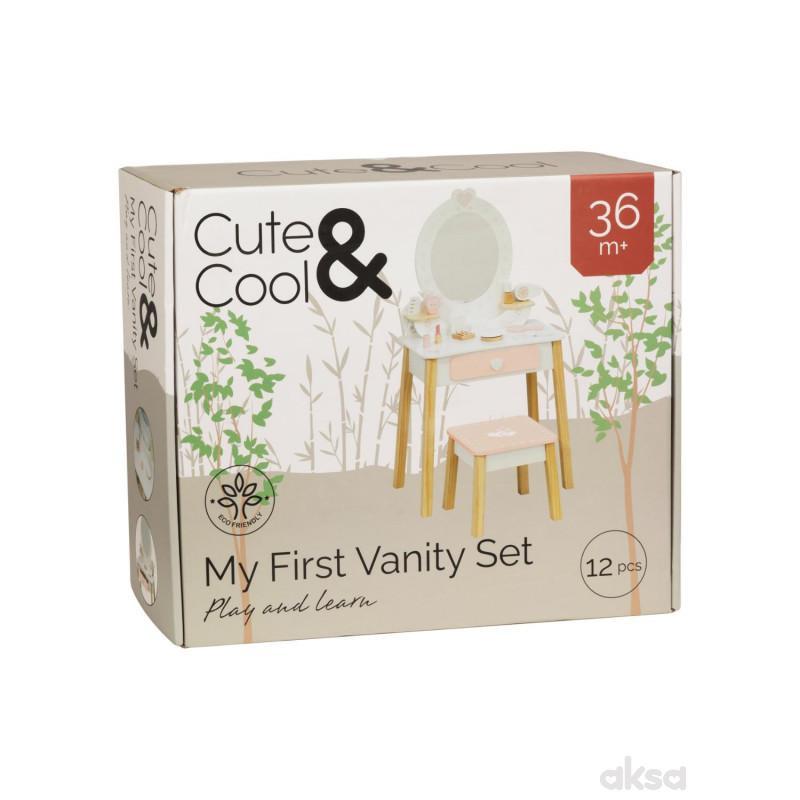 Cute&Cool drvena igračka make-up sto i stolica 