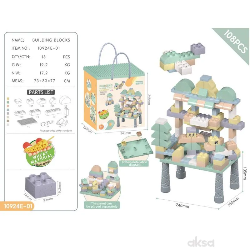 HK Mini sto sa blokovima za slaganje, zeleni 