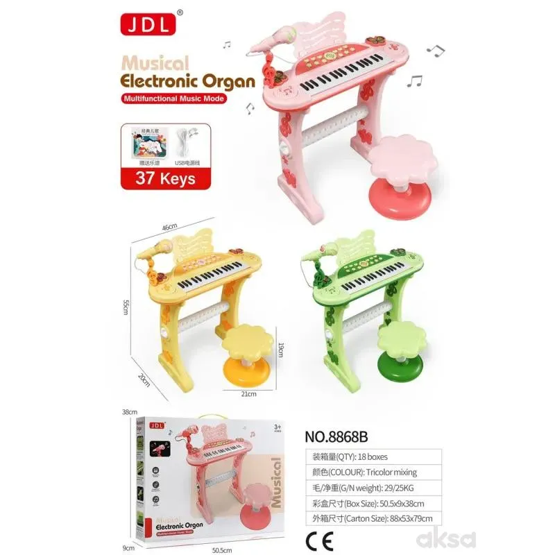 HK Mini klavijatura sa stolicom, roze 