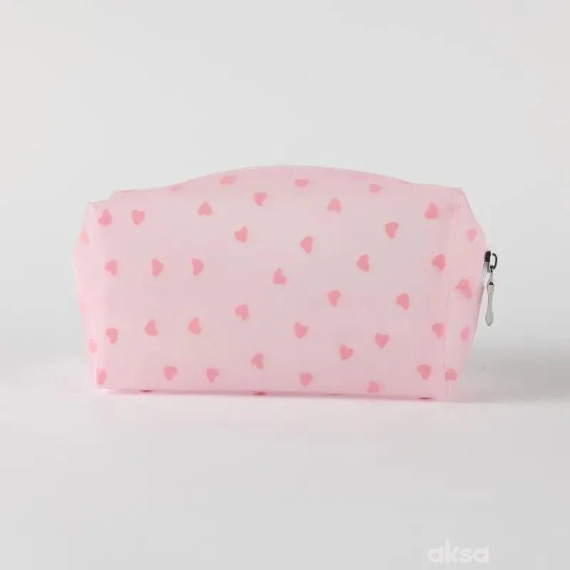 Be Cute prozirni neseser srca, roze 18x8x10cm 