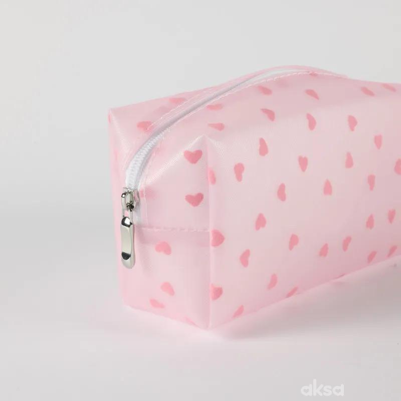 Be Cute prozirni neseser srca, roze 18x8x10cm 