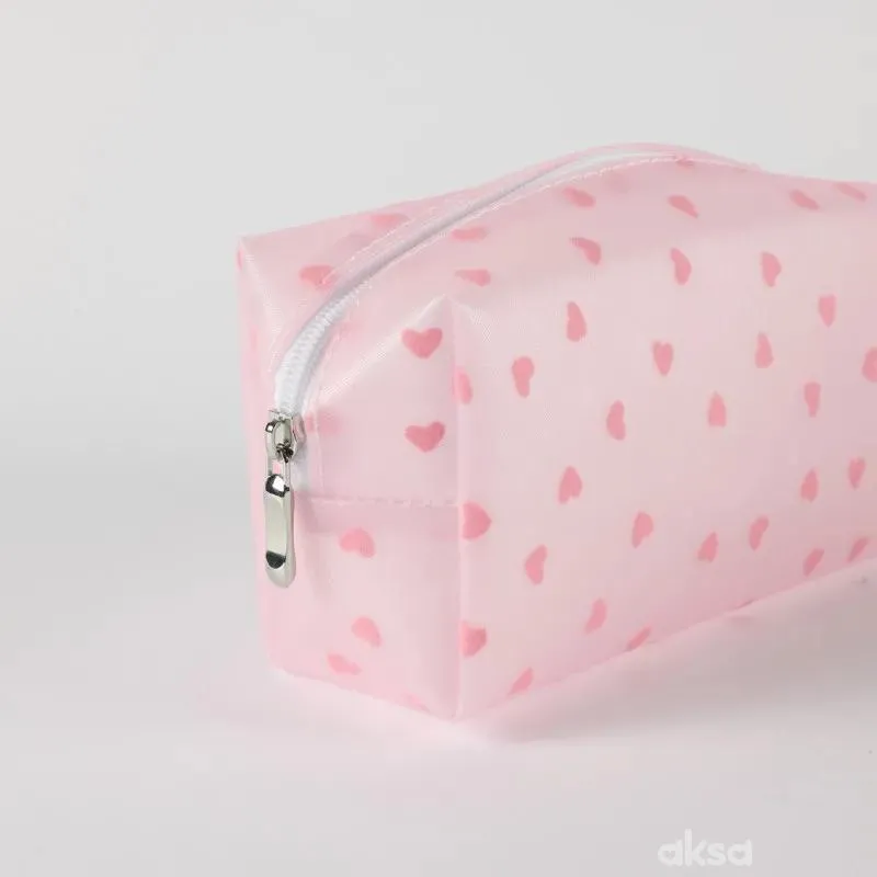 Be Cute prozirni neseser srca, roze 18x8x10cm 