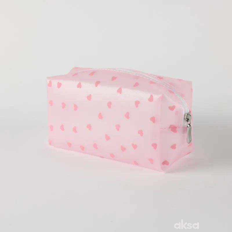 Be Cute prozirni neseser srca, roze 18x8x10cm 