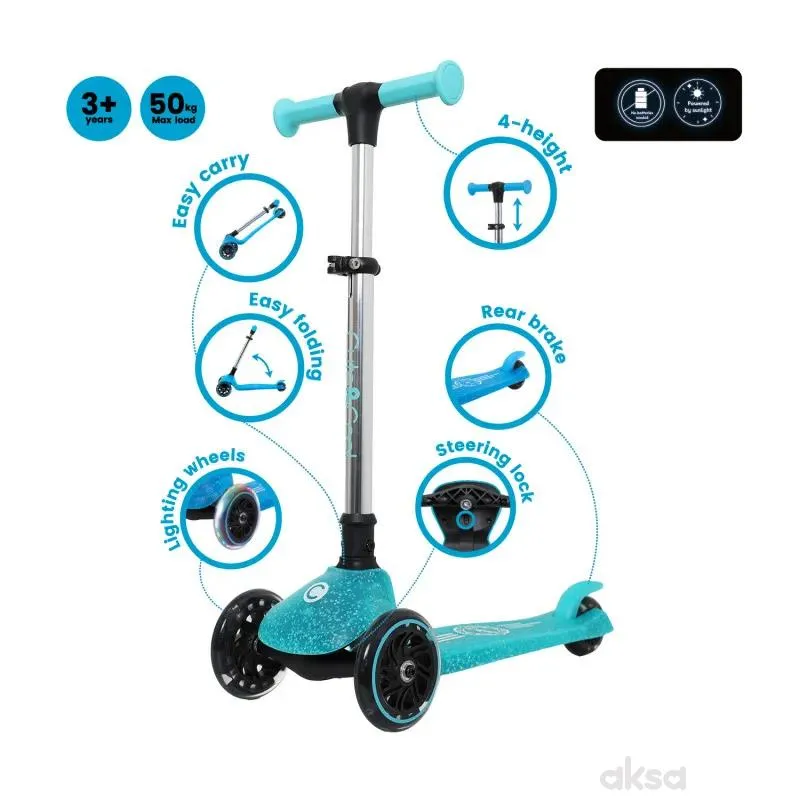 Cute&Cool svetleći sklopivi trotinet Galaxy Green 