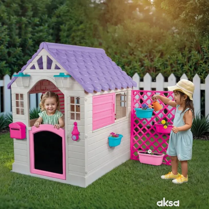Dolu kućica sa ogradom, roze 