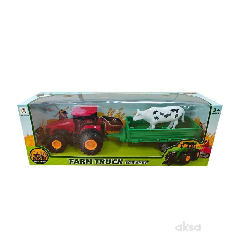 HK Mini traktor sa kravom crveni 39,5x9,5x15,5cm 