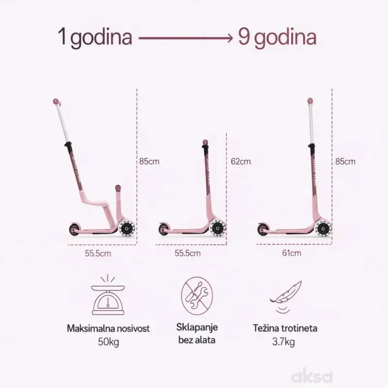 Smarttrike Xtend Mini trotinet 4u1 roze 
