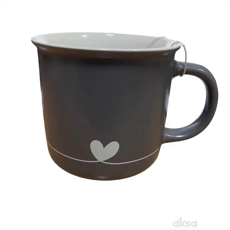 Cute&Cool HOME keramička šolja tamnosiva srce390ml 