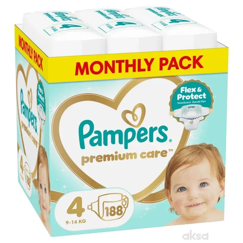 Pampers pelene Prem. Care monthly S4 9-4kg 188kom 