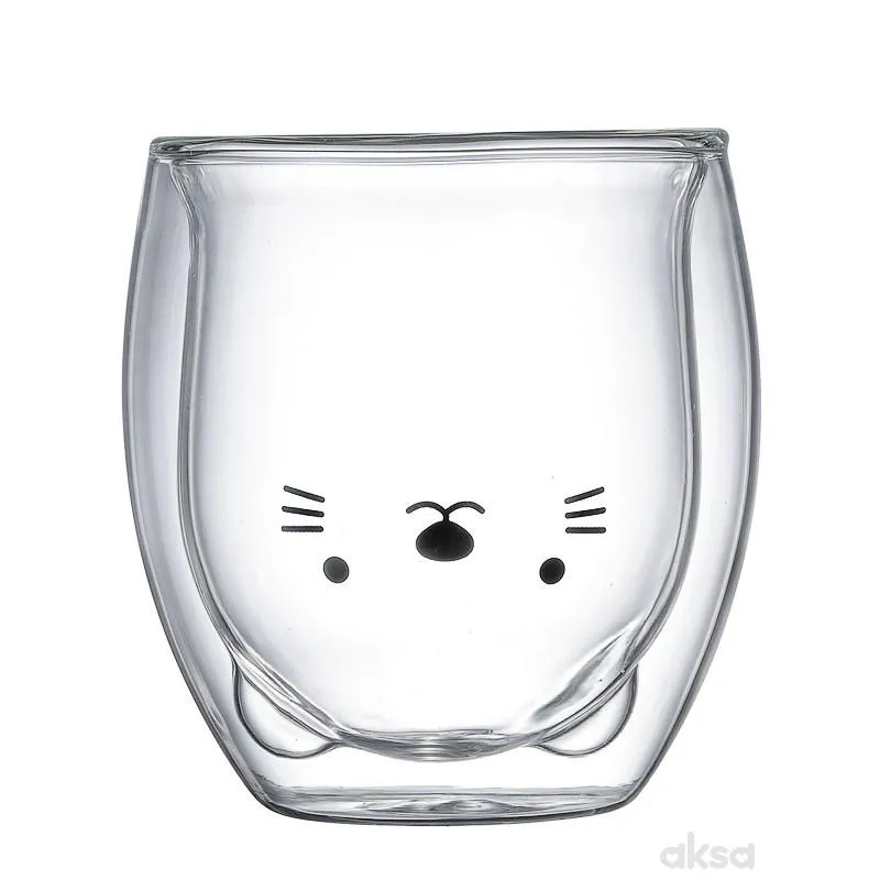 Cute&Cool HOME staklena čaša maca 250ml 
