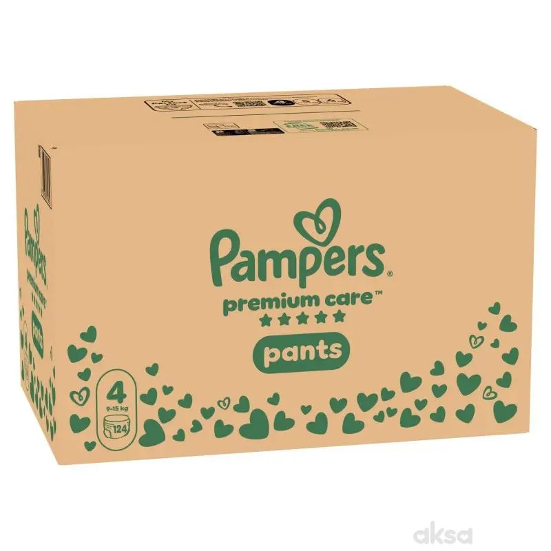 Pampers pants pel.prem.care month.S4  9-15kg124kom 