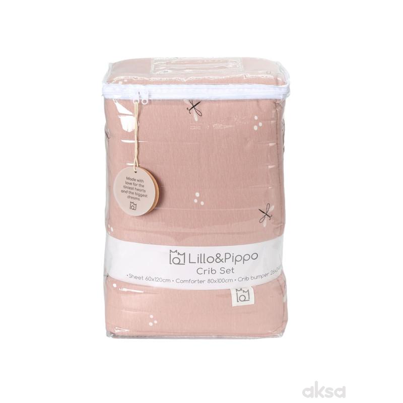 Lillo&Pippo punjena posteljina 3/1, Pink FlyWing 