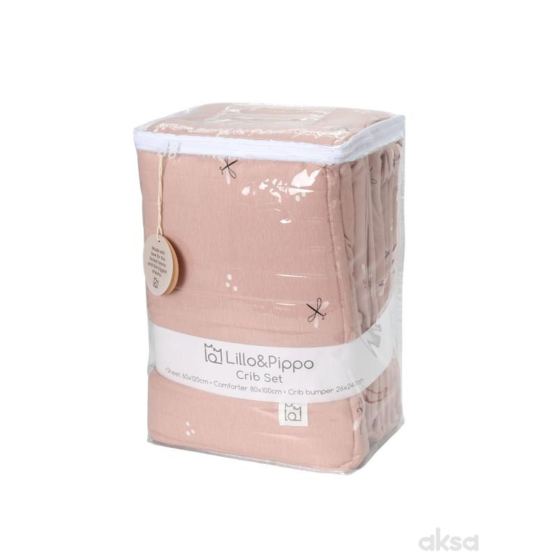 Lillo&Pippo punjena posteljina 3/1, Pink FlyWing 