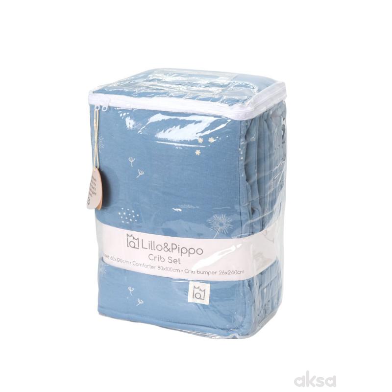 Lillo&Pippo punjena posteljina 3/1, Blue Wish 