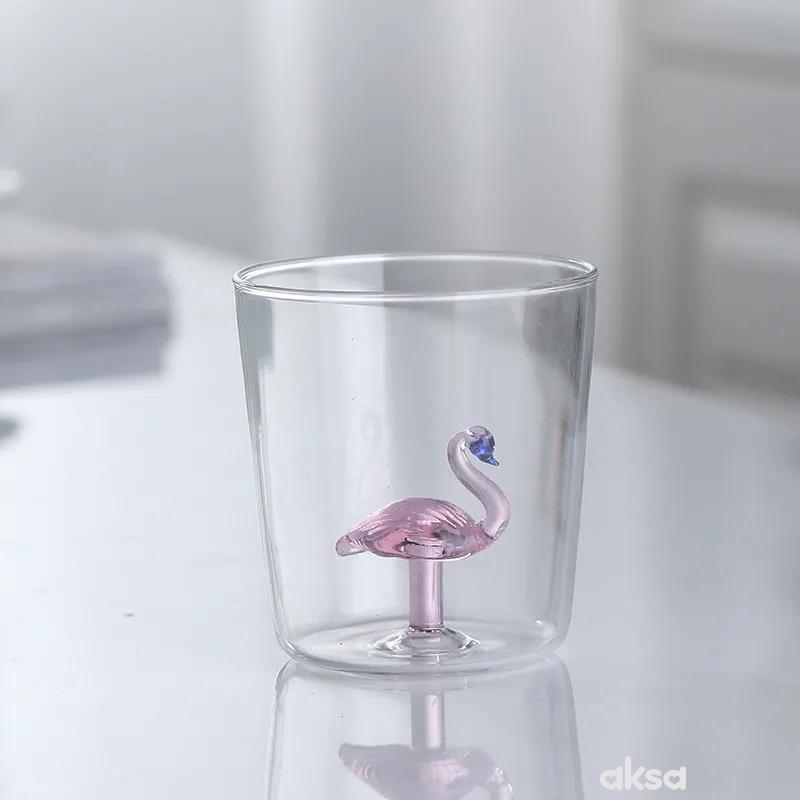 Cute&Cool HOME staklena čaša sa flamingosom,400ml 