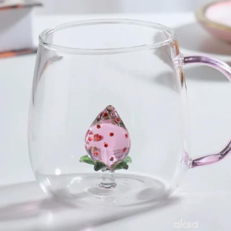Cute&Cool HOME staklena šolja sa jagodom, 400ml 