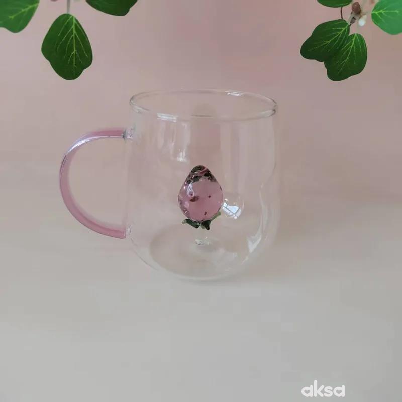 Cute&Cool HOME staklena šolja sa jagodom, 400ml 