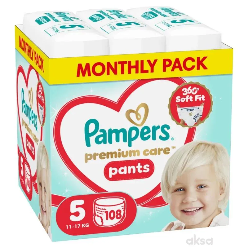 Pampers pants pelene monthly 5 prem.11-17kg 108kom 