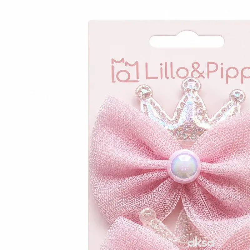 Lillo&Pippo šnalice za kosu  2/1 kruna sa mašnom 