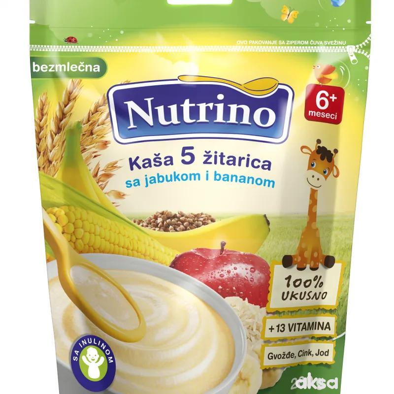Nutrino bezmlečna instant kaša 5 žitarica sa jabukom i bananom 200g