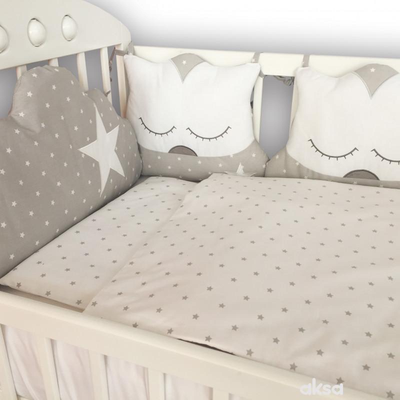 Lillo&Pippo punjena posteljina Sova siva 